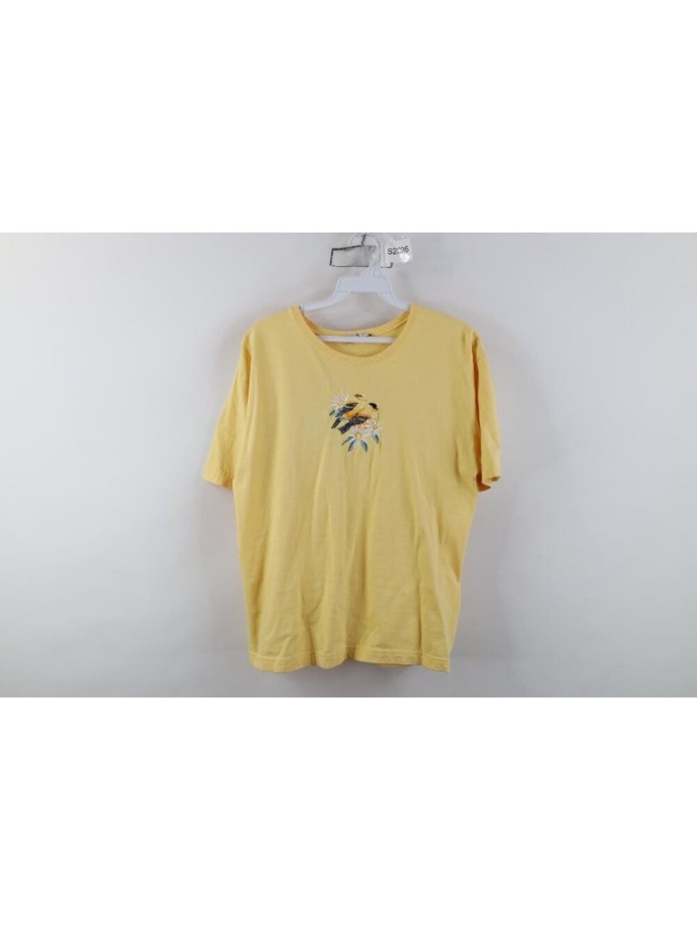 Vintage 90s Streetwear Womens Large Faded Nature Bird Flower T-Shirt Yellow